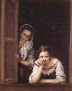 Bartolome Esteban Murillo Two Women in a fonster oil painting on canvas